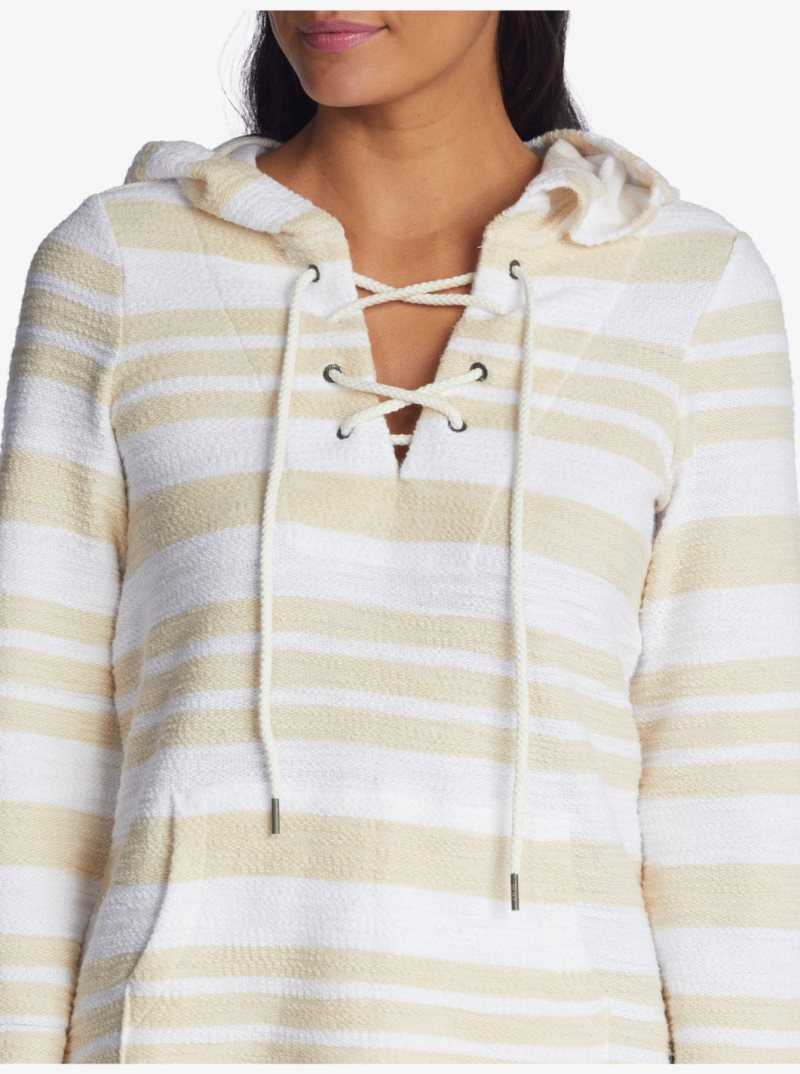 Chandails En Molleton Roxy Surfing Sunshine Poncho Hoodie Femme Blanche | 830274YPV