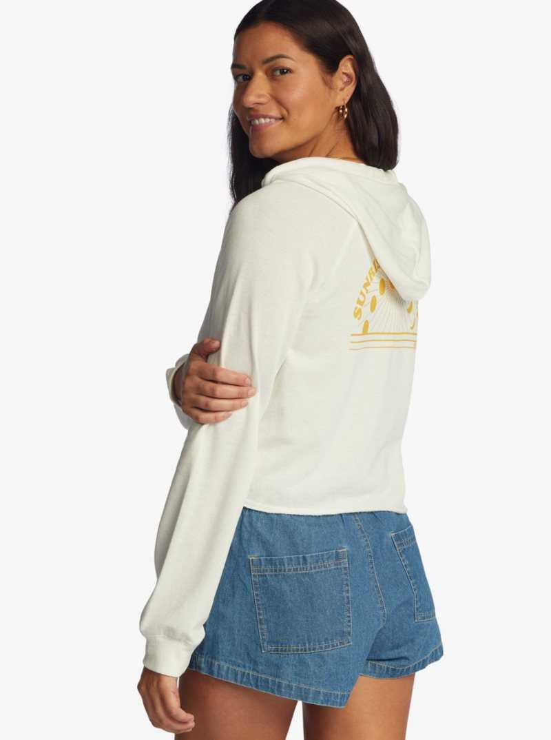 Chandails En Molleton Roxy We Arrived Encapuchonné Pullover Femme Blanche | 983241NUZ