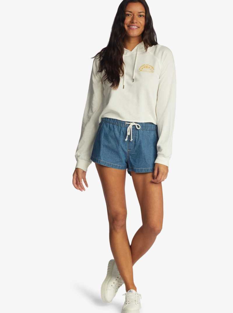 Chandails En Molleton Roxy We Arrived Encapuchonné Pullover Femme Blanche | 983241NUZ