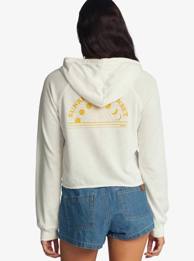 Chandails En Molleton Roxy We Arrived Encapuchonné Pullover Femme Blanche | 983241NUZ