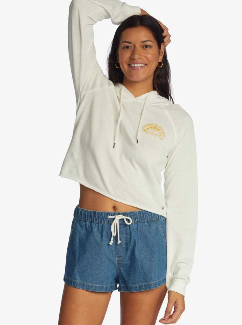 Chandails En Molleton Roxy We Arrived Encapuchonné Pullover Femme Blanche | 983241NUZ