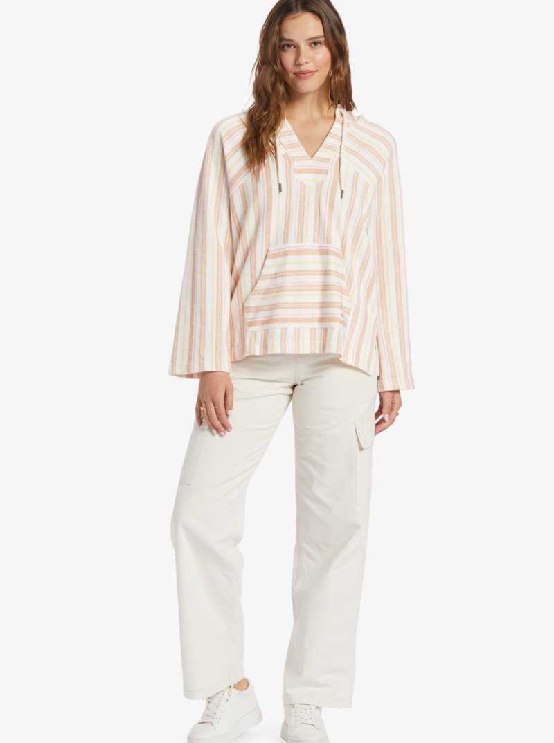Chandails En Molleton Roxy Wild And Free Poncho Style Hoodie Femme Stripes | 134590EWA