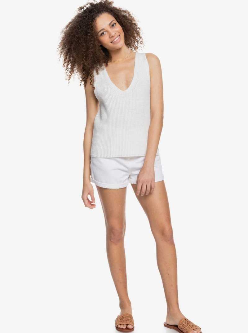 Chandails Roxy Bright Place Sans Manches Pull Femme Blanche | 194523IZD