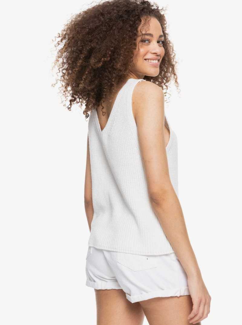 Chandails Roxy Bright Place Sans Manches Pull Femme Blanche | 194523IZD
