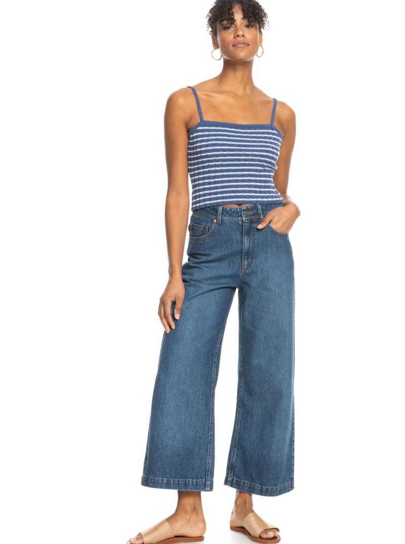 Chandails Roxy Dream Sign Stripe Knit Tube Top Femme Bleu | 478251JLB