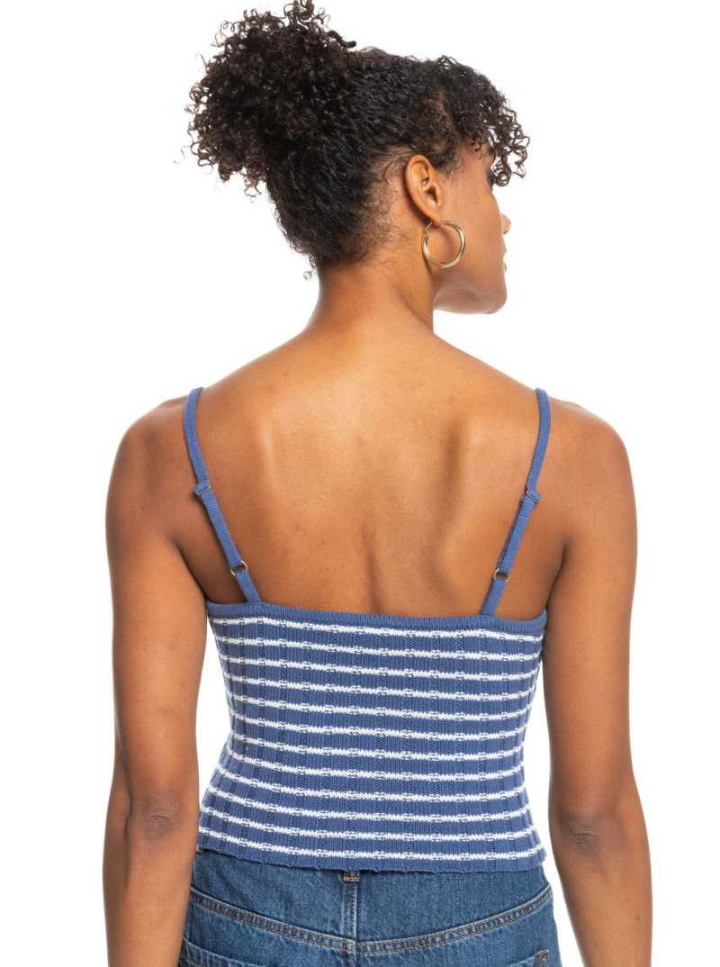 Chandails Roxy Dream Sign Stripe Knit Tube Top Femme Bleu | 478251JLB