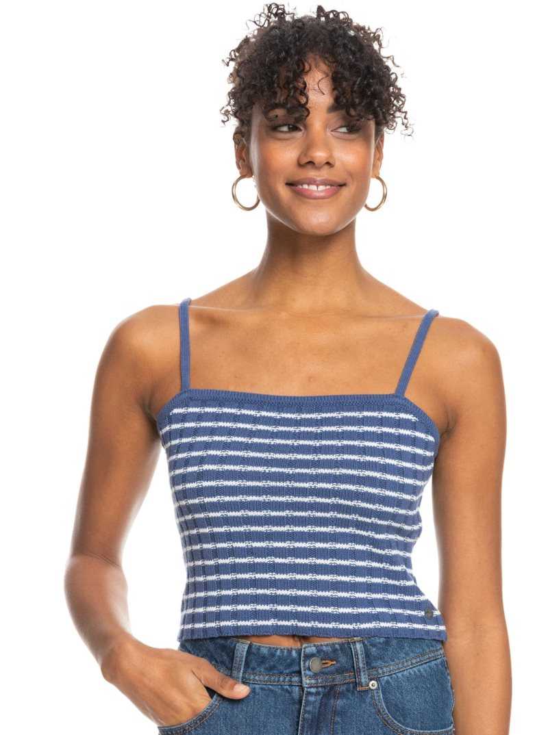 Chandails Roxy Dream Sign Stripe Knit Tube Top Femme Bleu | 478251JLB