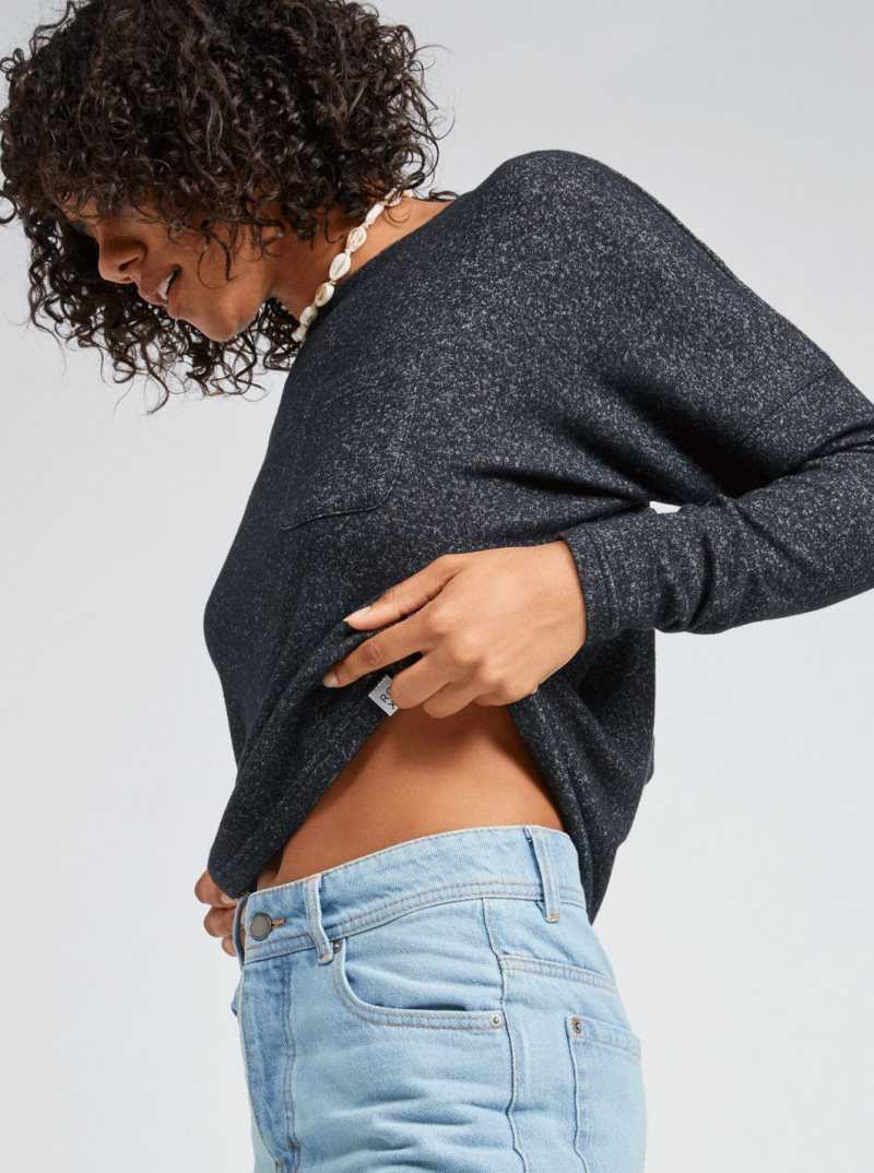 Chandails Roxy Décontractées Vibe Long Sleeve Pocket T-Shirt Femme Grise Foncé | 021438OBM