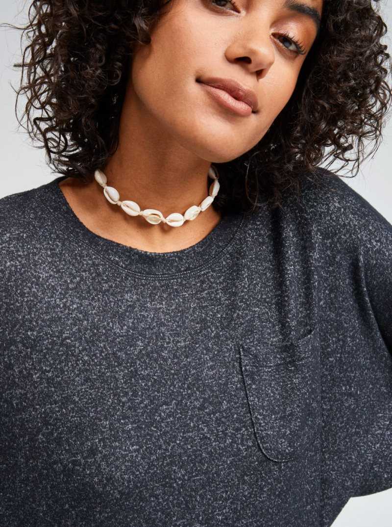 Chandails Roxy Décontractées Vibe Long Sleeve Pocket T-Shirt Femme Grise Foncé | 021438OBM