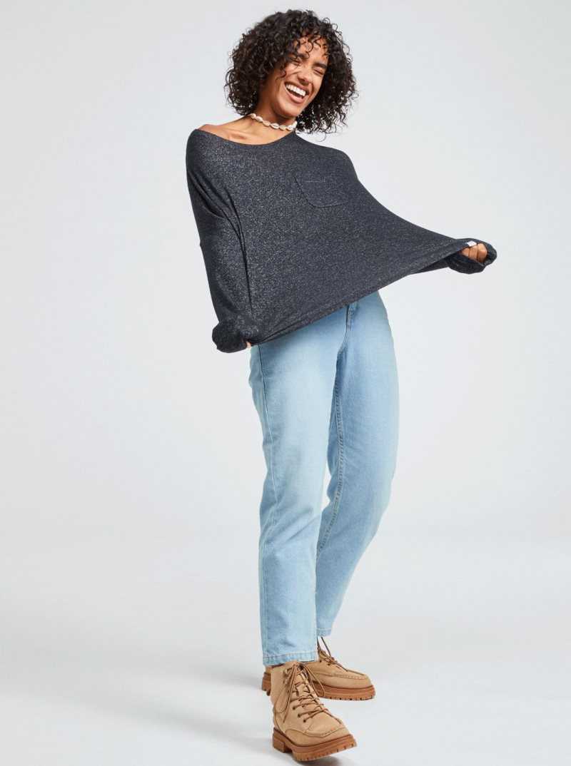 Chandails Roxy Décontractées Vibe Long Sleeve Pocket T-Shirt Femme Grise Foncé | 021438OBM