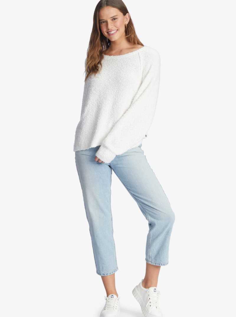 Chandails Roxy Early Morning Crew Neck Pull Femme Blanche | 362495UIN