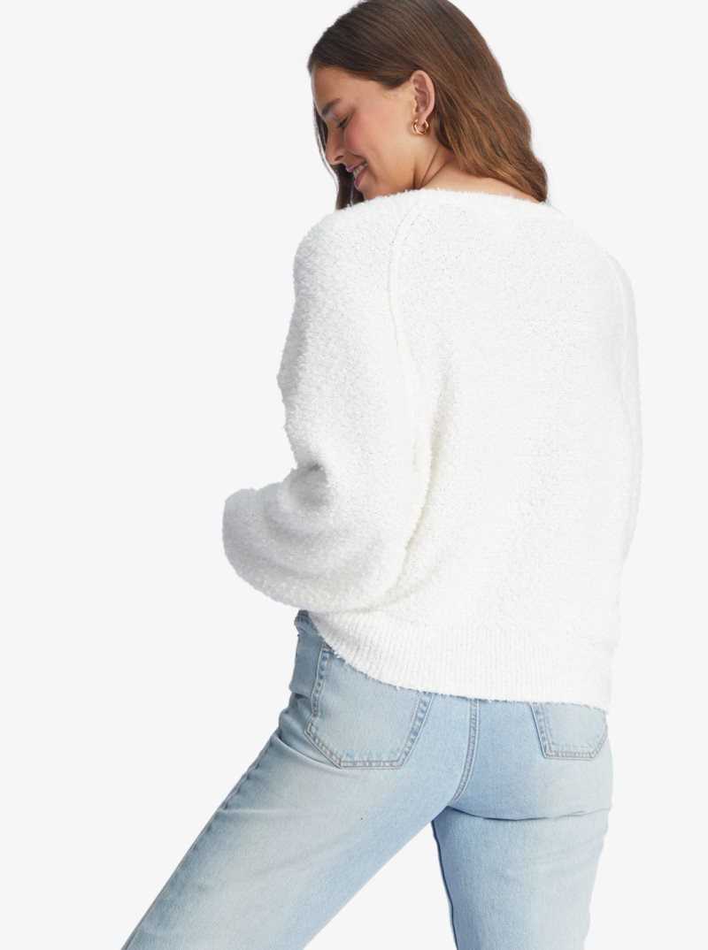Chandails Roxy Early Morning Crew Neck Pull Femme Blanche | 362495UIN