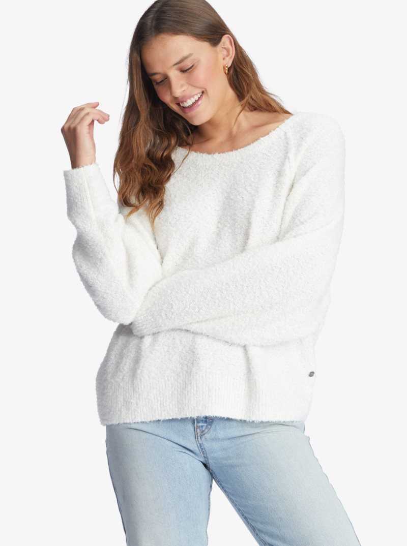 Chandails Roxy Early Morning Crew Neck Pull Femme Blanche | 362495UIN