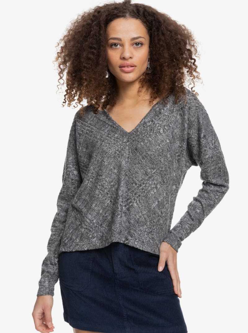 Chandails Roxy High Tide Knit Top Femme Grise Foncé | 689501CMX