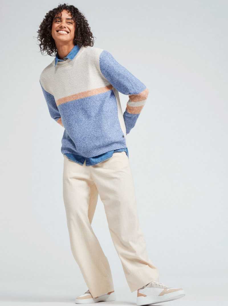 Chandails Roxy Real Groove Rayé Pull Femme Bleu | 902437MYX