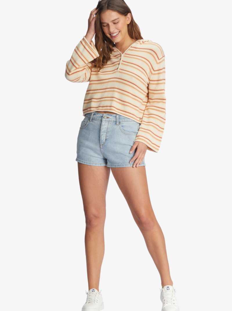 Chandails Roxy Side Swipe Poncho Hoodie Femme Stripes | 907824QNM