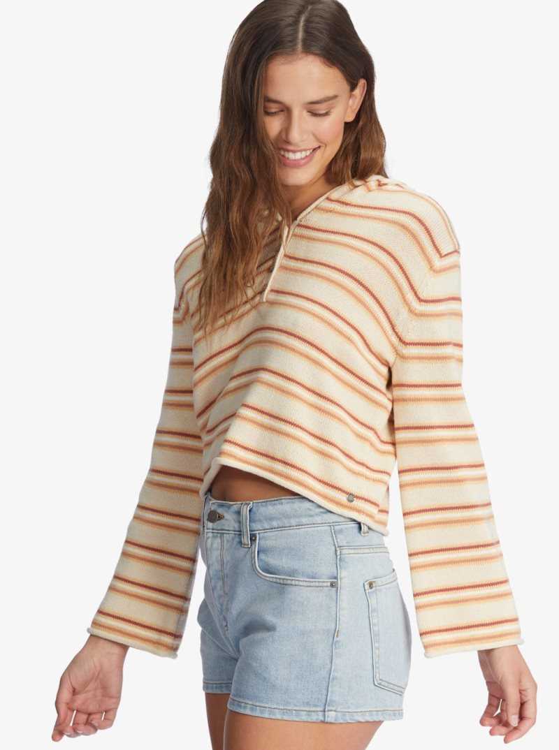 Chandails Roxy Side Swipe Poncho Hoodie Femme Stripes | 907824QNM