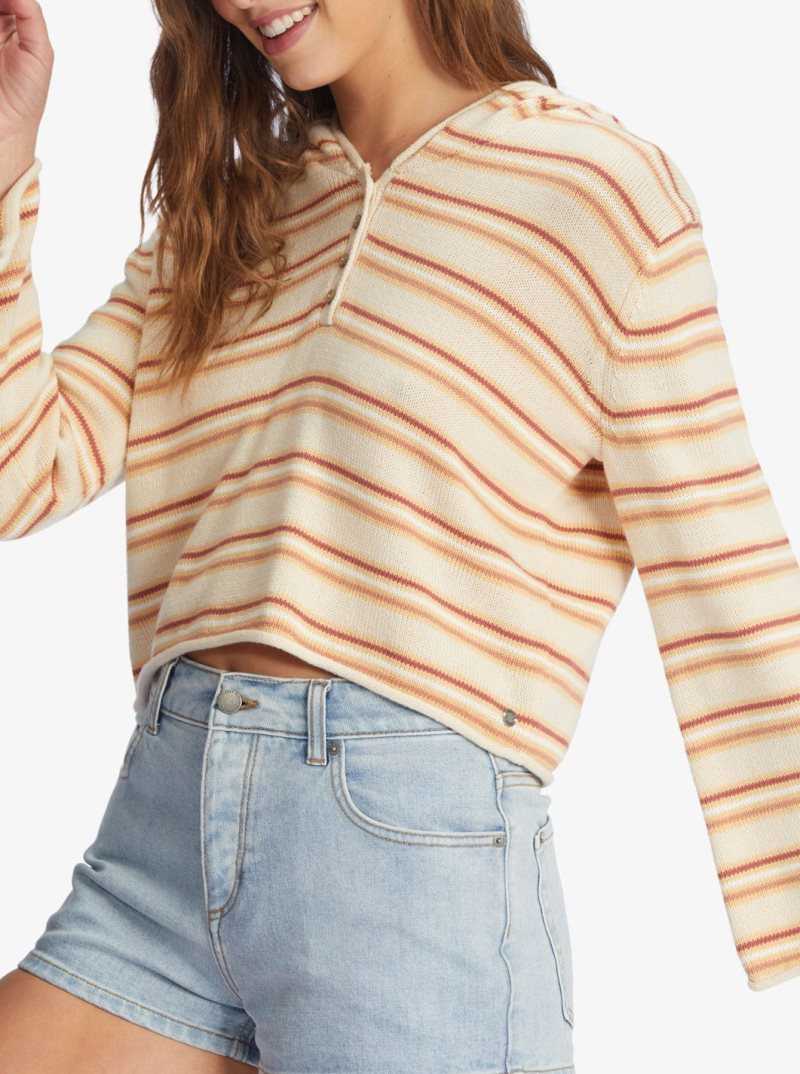 Chandails Roxy Side Swipe Poncho Hoodie Femme Stripes | 907824QNM