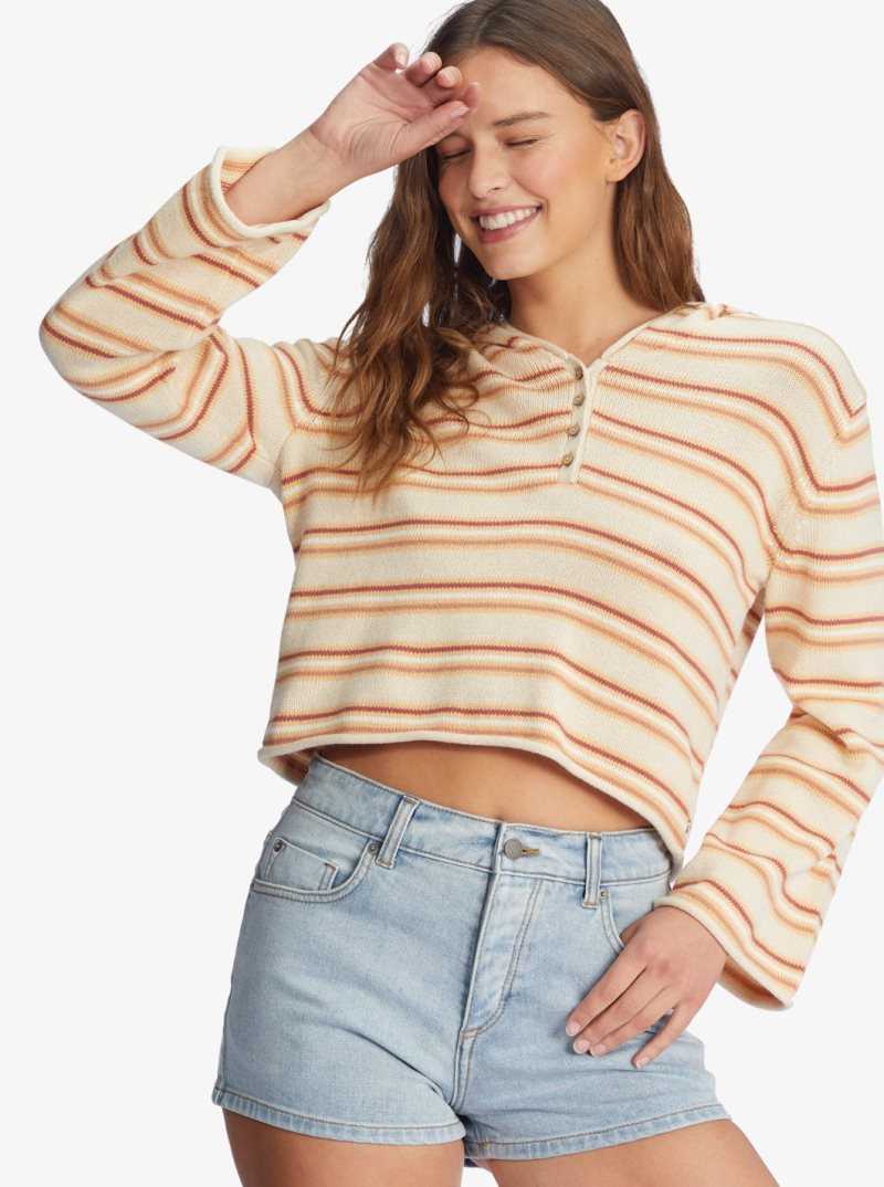 Chandails Roxy Side Swipe Poncho Hoodie Femme Stripes | 907824QNM
