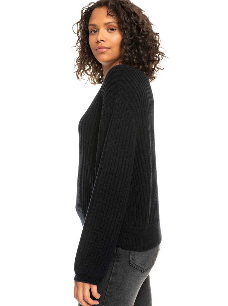 Chandails Roxy Siren Dream Nervuré Long Sleeve Pull Femme Grise Foncé | 467259VAE
