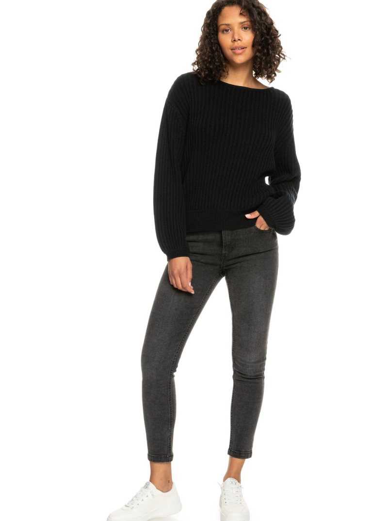 Chandails Roxy Siren Dream Nervuré Long Sleeve Pull Femme Grise Foncé | 467259VAE