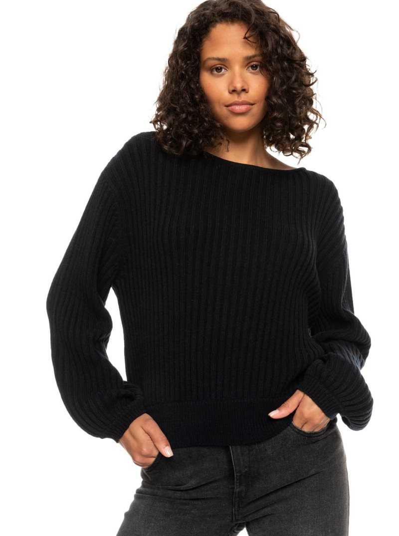 Chandails Roxy Siren Dream Nervuré Long Sleeve Pull Femme Grise Foncé | 467259VAE