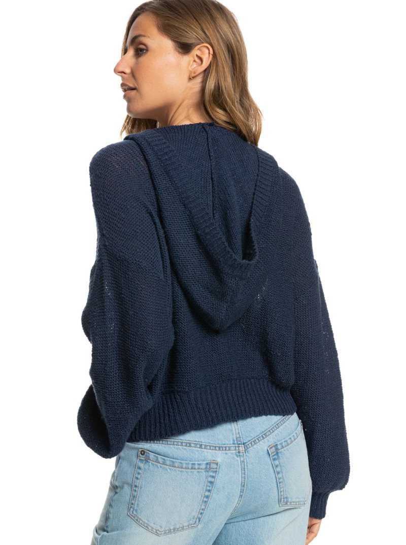 Chandails Roxy Together Again Tricoté Hoodie Femme Indigo | 952701TWL