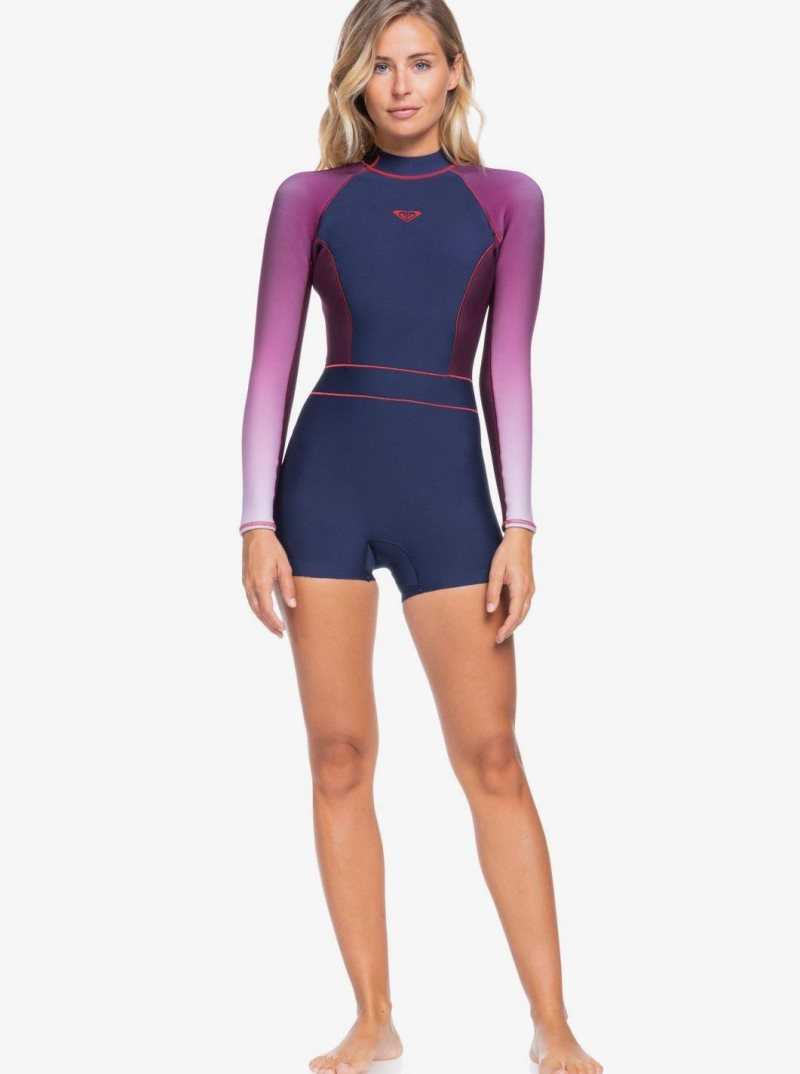 Combinaison En Néoprène Roxy 1.5mm Rise Collection Back Zip Femme Bleu Marine Rouge Violette Rouge Foncé | 065934KQO