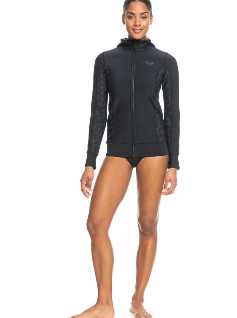 Combinaison En Néoprène Roxy 1mm Swell Series Jacket Femme Noir | 615407BNK