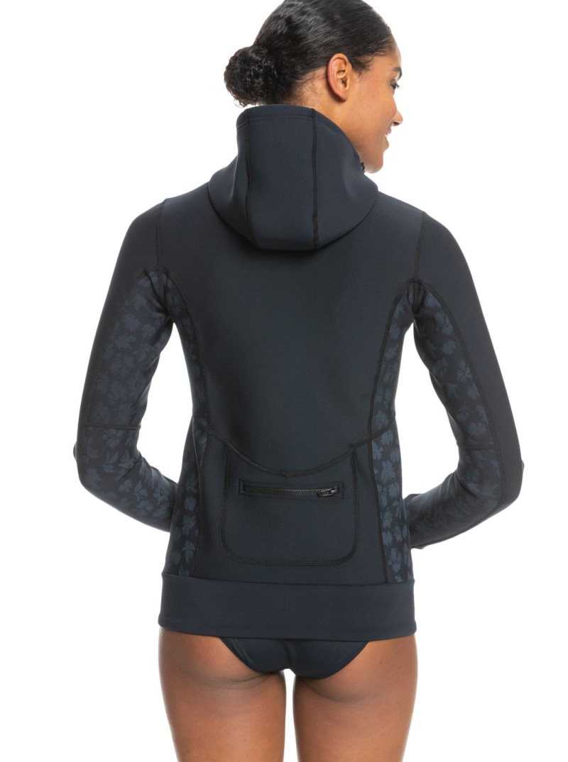 Combinaison En Néoprène Roxy 1mm Swell Series Jacket Femme Noir | 615407BNK