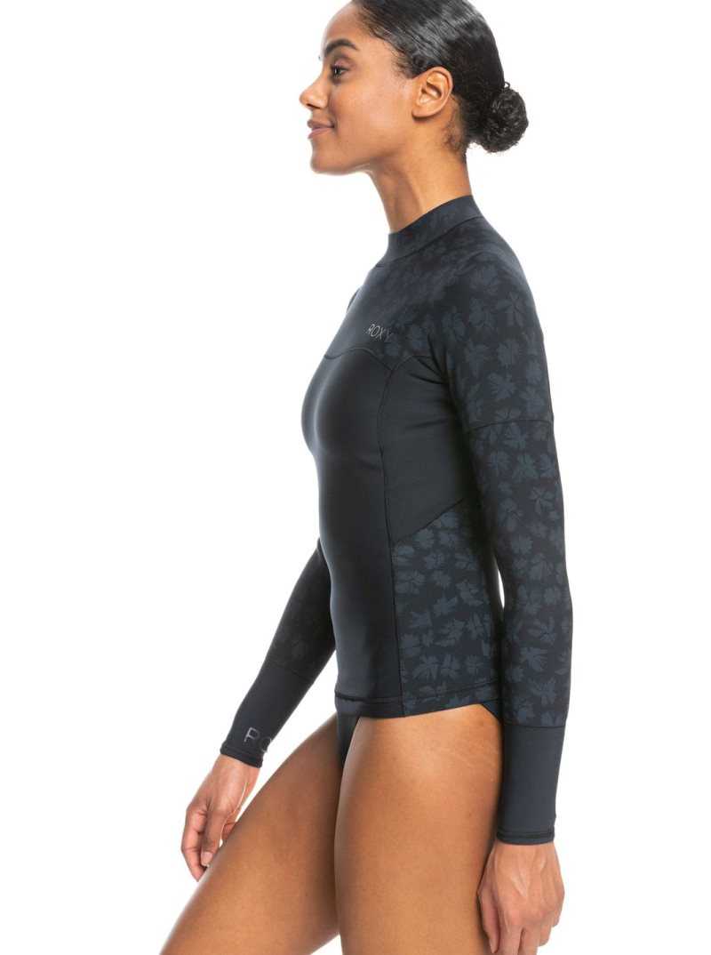 Combinaison En Néoprène Roxy 1mm Swell Series Long Sleeve Top Femme Noir | 697201RXB
