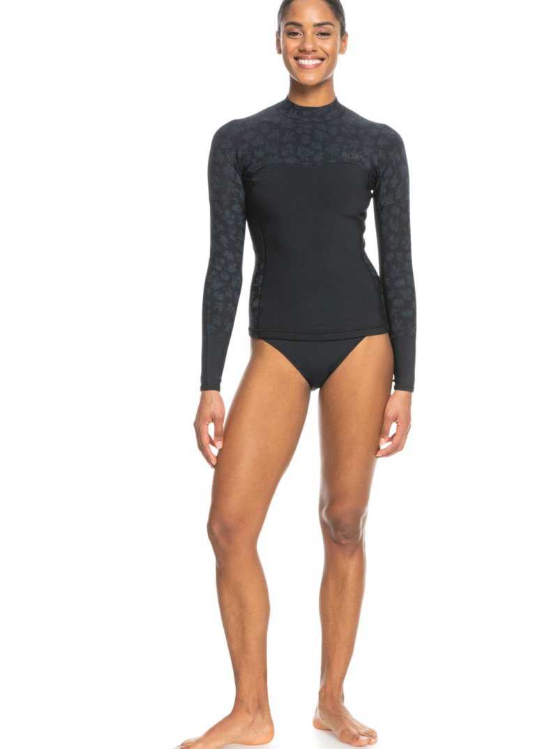Combinaison En Néoprène Roxy 1mm Swell Series Long Sleeve Top Femme Noir | 697201RXB