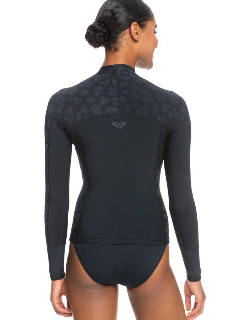 Combinaison En Néoprène Roxy 1mm Swell Series Long Sleeve Top Femme Noir | 697201RXB