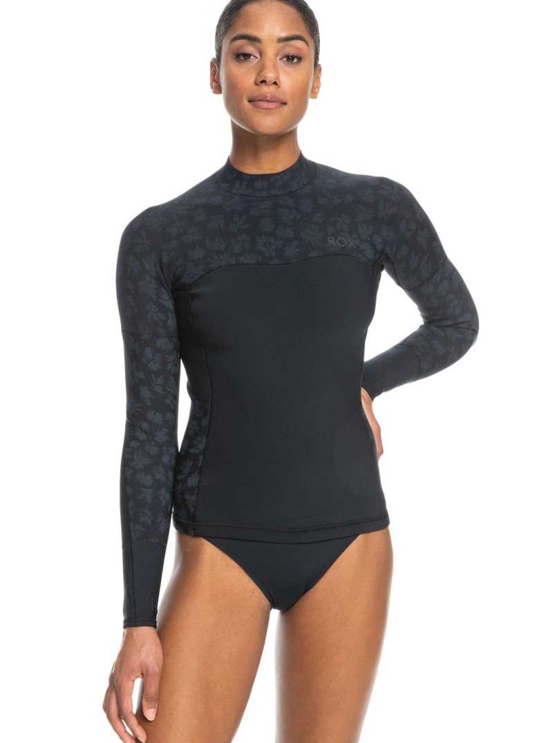 Combinaison En Néoprène Roxy 1mm Swell Series Long Sleeve Top Femme Noir | 697201RXB