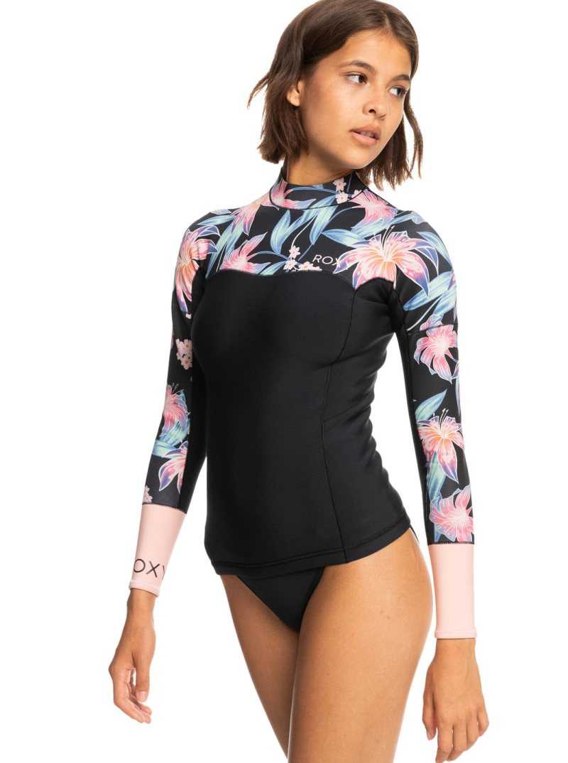 Combinaison En Néoprène Roxy 1mm Swell Series Long Sleeve Top Femme Grise Foncé | 750489EXI
