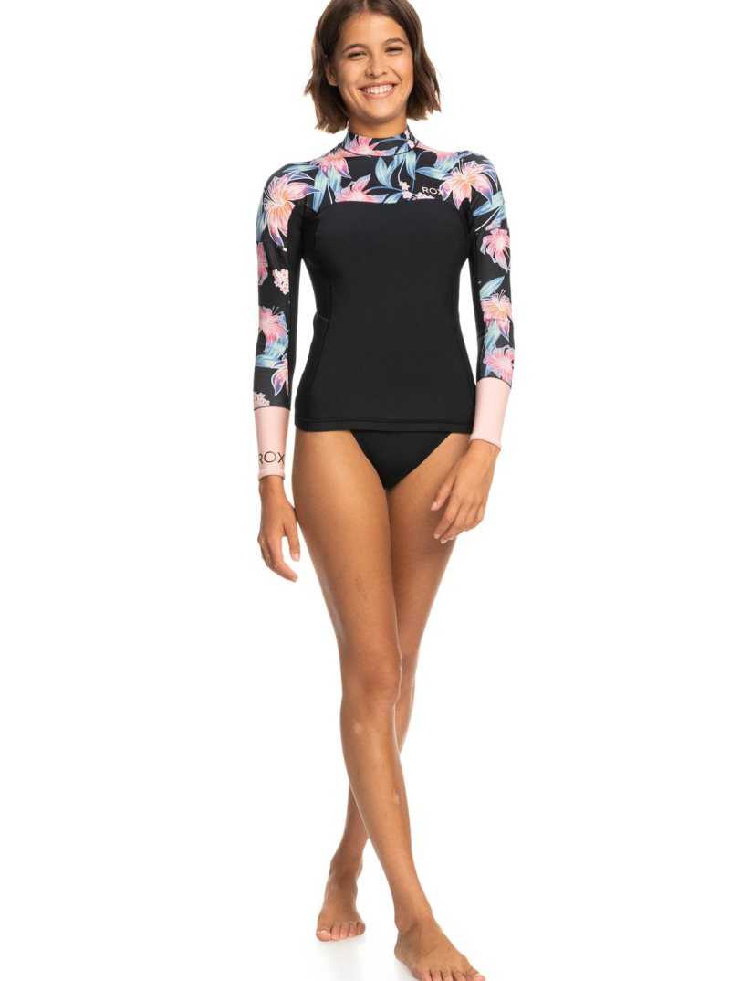 Combinaison En Néoprène Roxy 1mm Swell Series Long Sleeve Top Femme Grise Foncé | 750489EXI