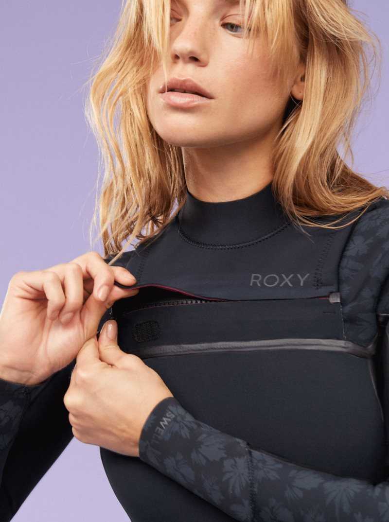 Combinaison En Néoprène Roxy 3/2mm Swell Series Chest Zip Femme Noir | 378105WTQ