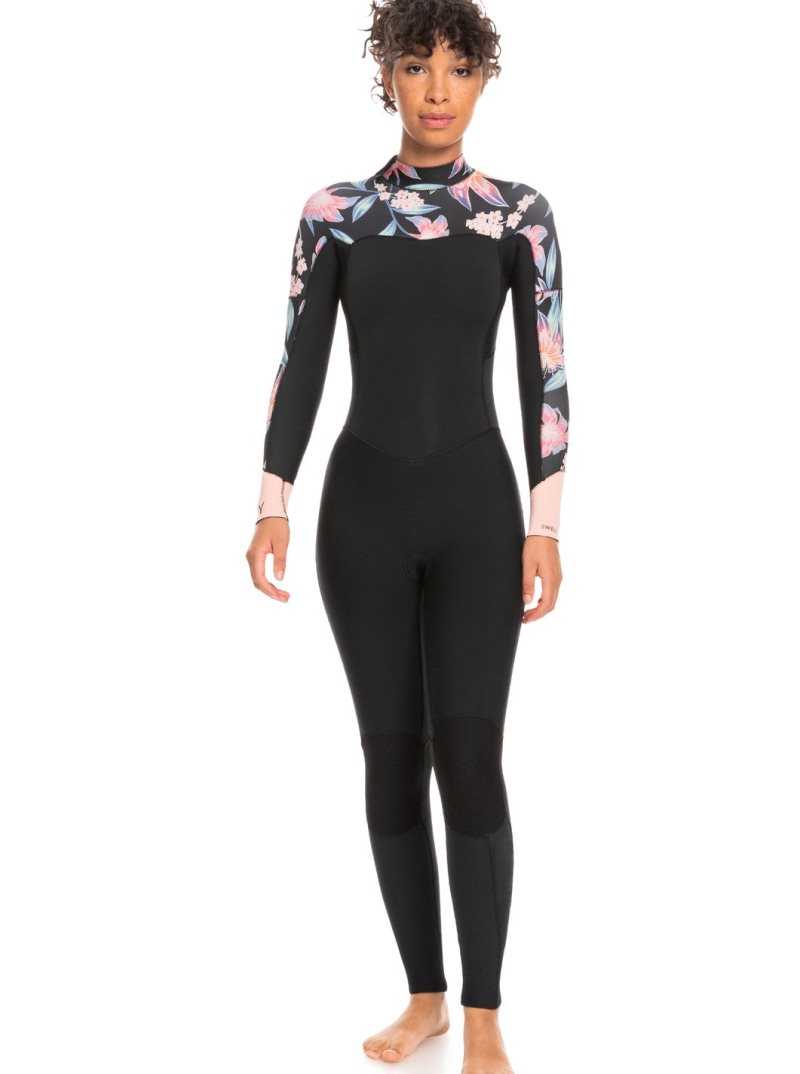 Combinaison En Néoprène Roxy 4/3mm Swell Series Back Zip Femme Grise Foncé | 529813SRW