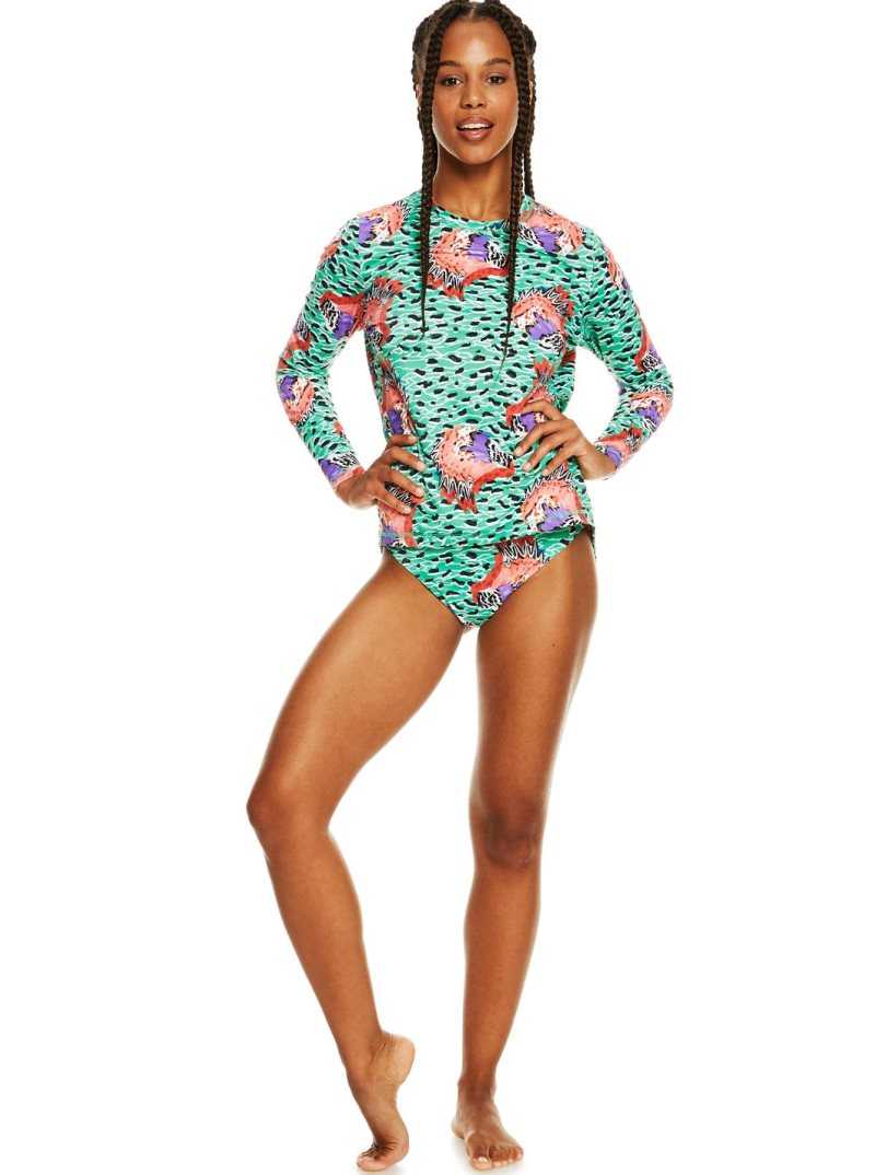 Combinaison En Néoprène Roxy Stella Jean Long Sleeve UPF 50 Rashguard Femme Vert | 697124NFY