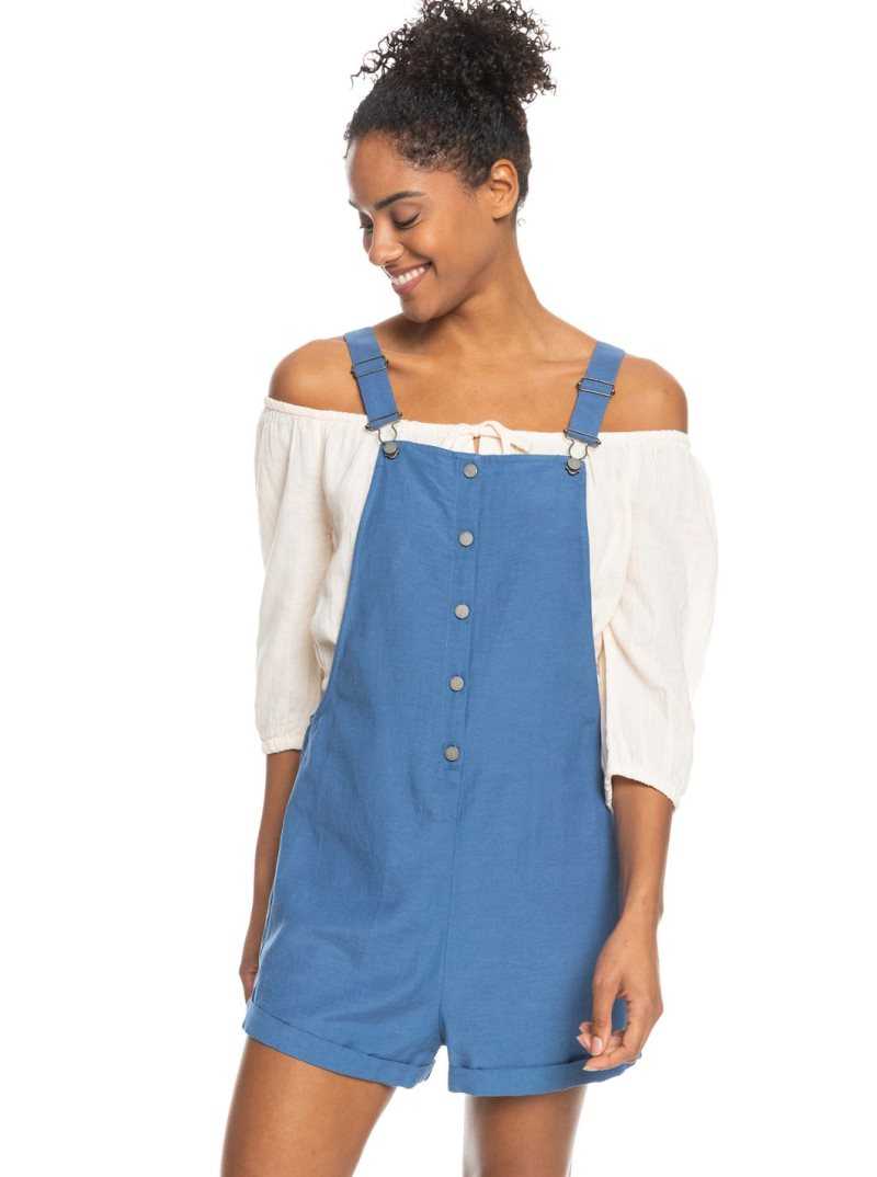 Combinaison Roxy Back To Goodbye Corta Overalls Femme Bleu | 297318ZOG