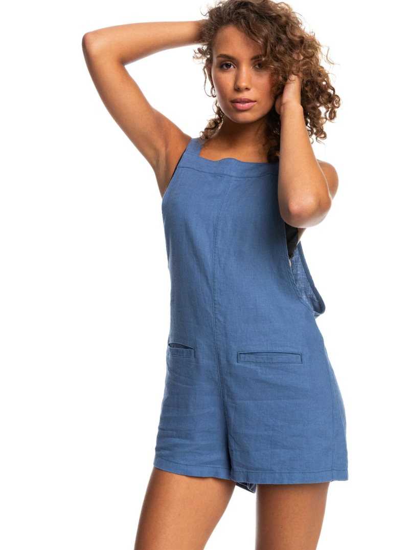 Combinaison Roxy Silver Sky Woven Romper Femme Bleu | 904321ACJ