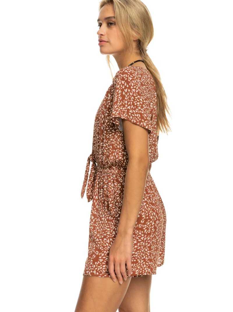 Cover Ups Roxy Cabana Blossom Beach Romper Femme Marron | 120974JNV