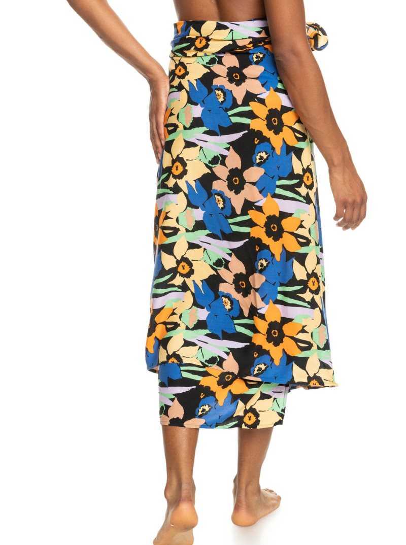 Cover Ups Roxy Cool And Lovely Sarong Femme Grise Foncé Fleur | 407329SQX