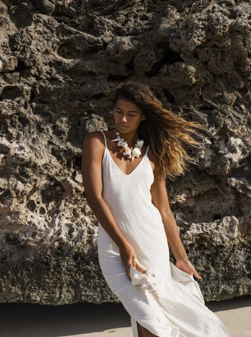 Cover Ups Roxy Salty Love V-Neck Femme Beige | 728310LFT