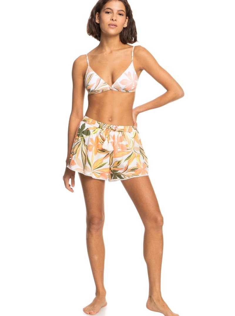 Cover Ups Roxy Salty Tan Shorts Femme Blanche | 167250GCD