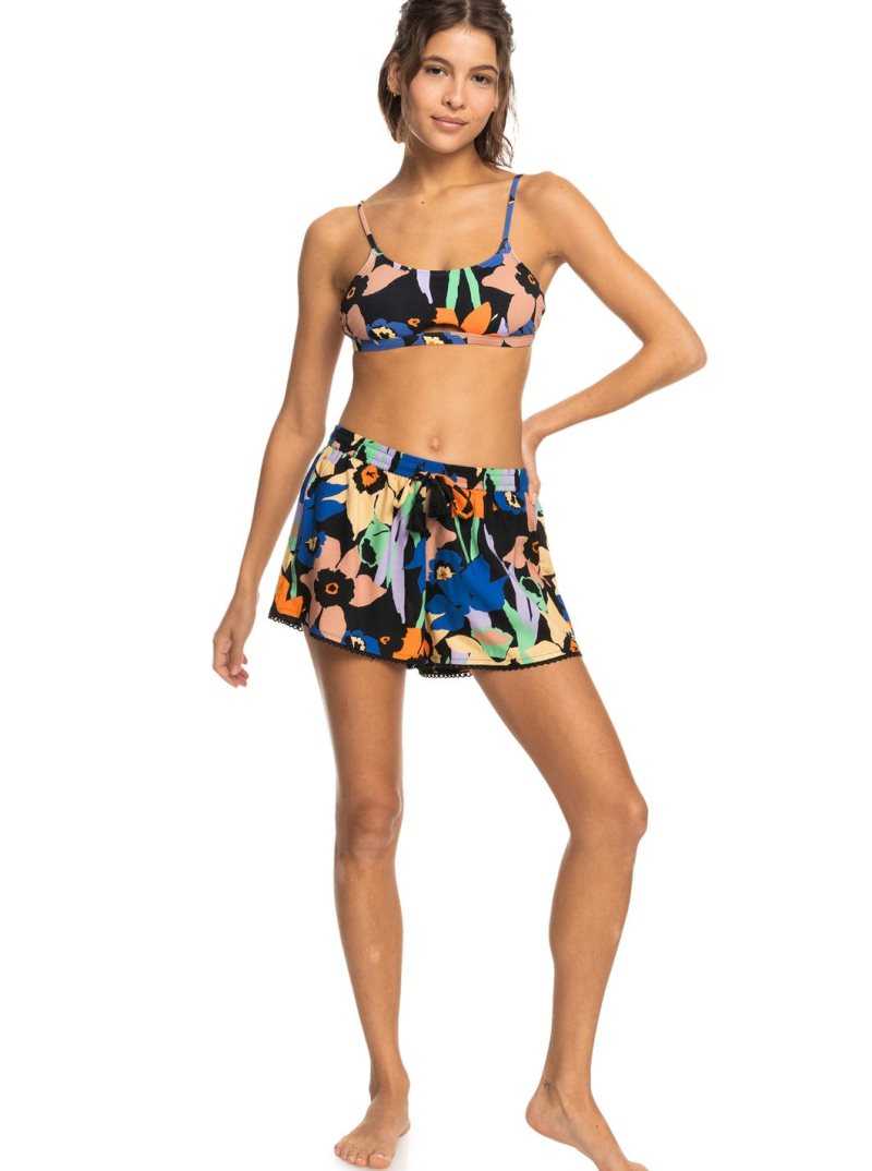 Cover Ups Roxy Salty Tan Shorts Femme Grise Foncé Fleur | 097825EWH