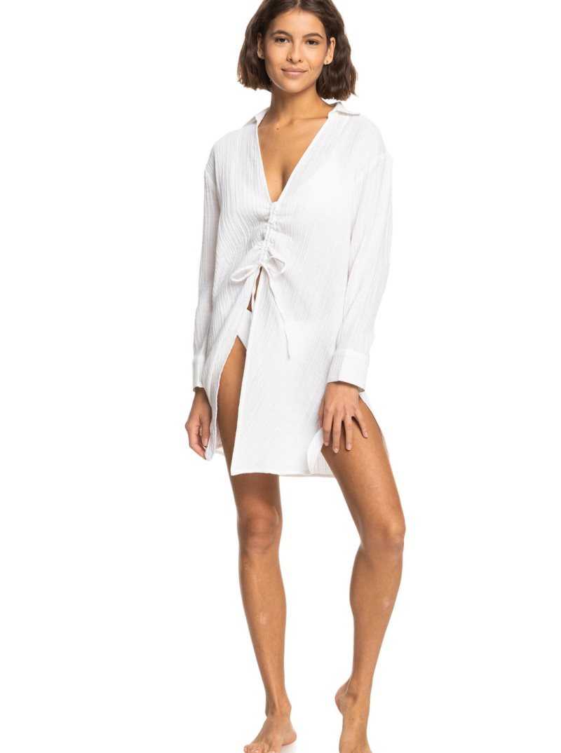 Cover Ups Roxy Sun And Limonade Shirt Femme Blanche | 076849SDB