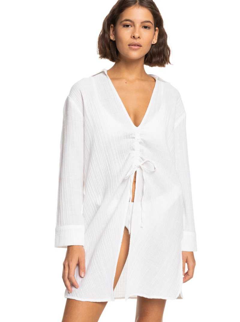 Cover Ups Roxy Sun And Limonade Shirt Femme Blanche | 076849SDB