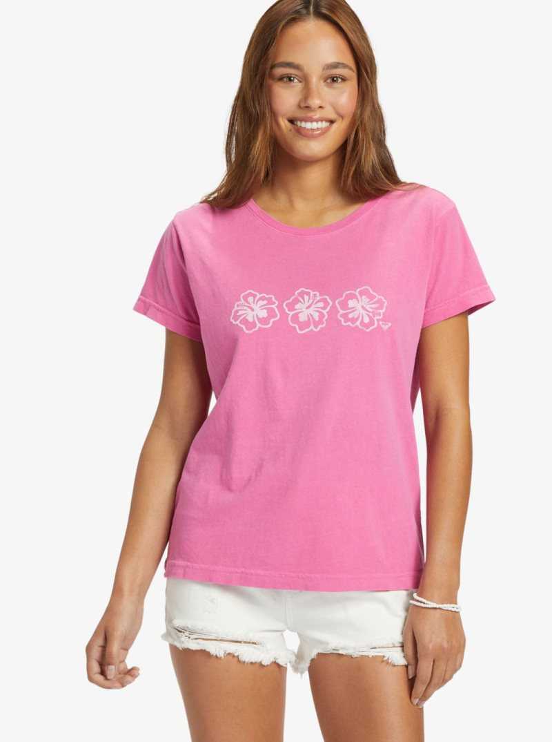 Debardeur Roxy Happy Hibiscus Boyfriend T-shirt Femme Rose | 846130NTS