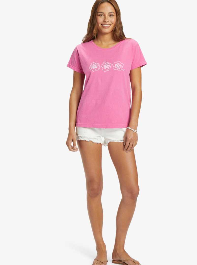Debardeur Roxy Happy Hibiscus Boyfriend T-shirt Femme Rose | 846130NTS